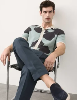 Pure Cotton Floral Button Through Polo