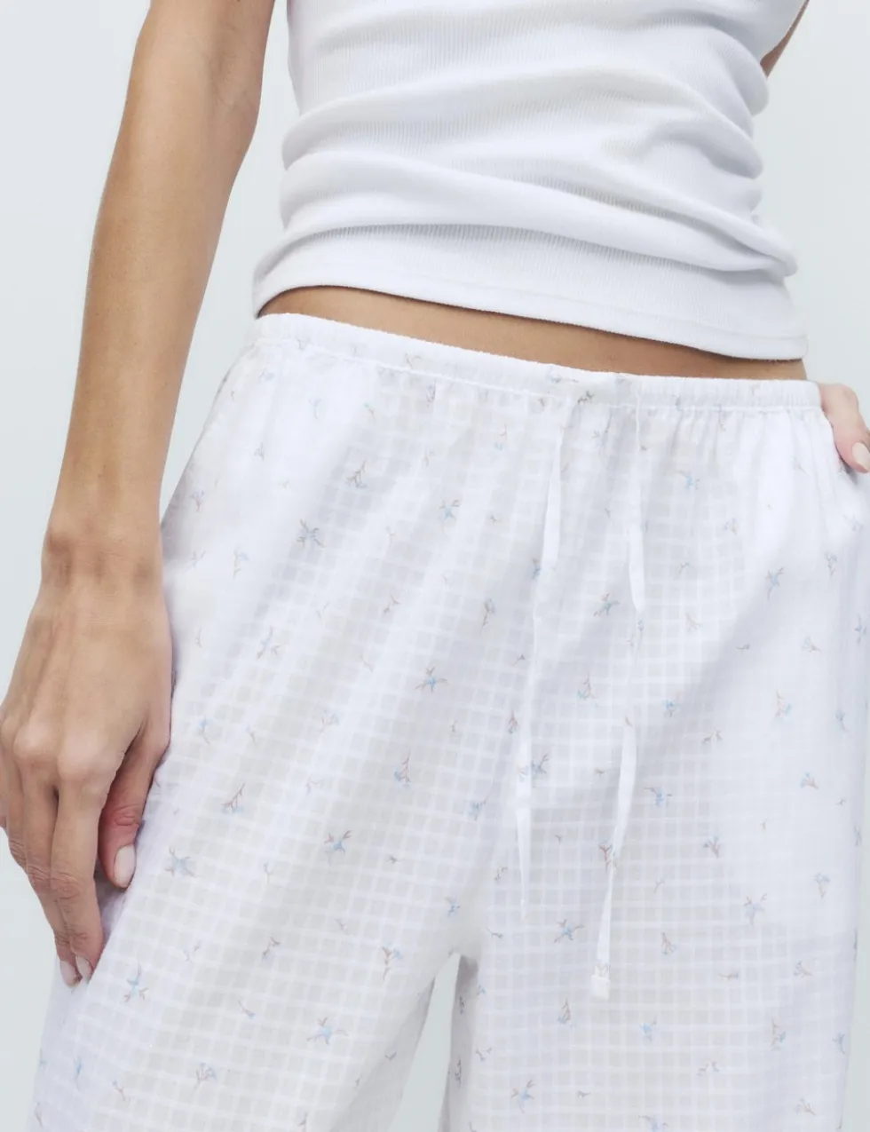 Pure Cotton Floral Check Pyjama Bottoms