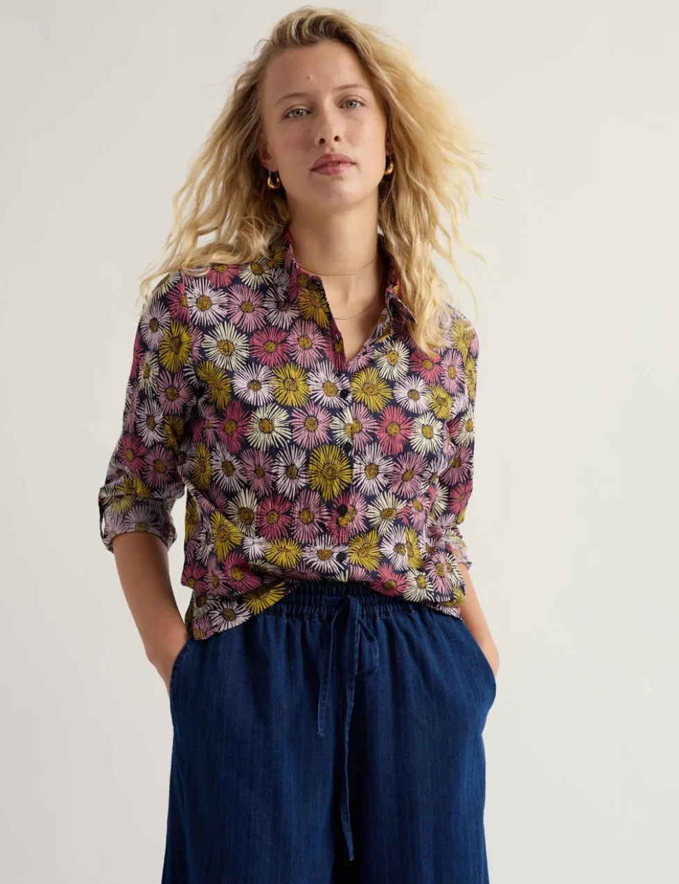 Pure Cotton Floral Collared Shirt