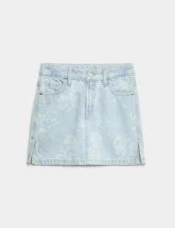 Pure Cotton Floral Denim Skirt (2-16 Yrs)