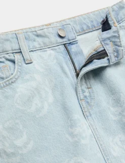 Pure Cotton Floral Denim Skirt (2-16 Yrs)