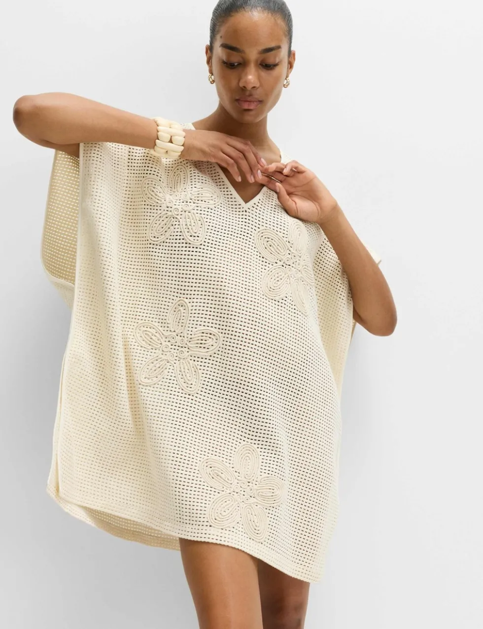 Pure Cotton Floral Detail Mini Kaftan