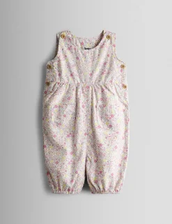 Pure Cotton Floral Dungarees (0-24 Months)