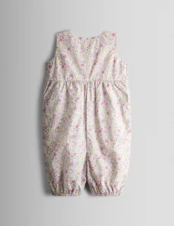 Pure Cotton Floral Dungarees (0-24 Months)