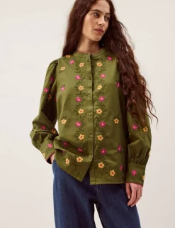 Pure Cotton Floral Embroidered Blouse