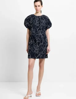 Pure Cotton Floral Embroidered Mini Shift Dress