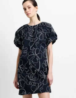 Pure Cotton Floral Embroidered Mini Shift Dress