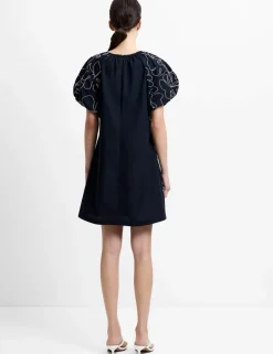 Pure Cotton Floral Embroidered Mini Shift Dress