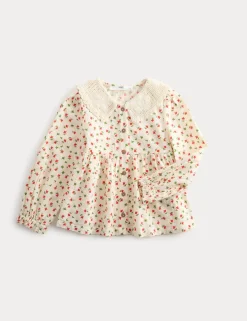 Pure Cotton Floral Embroidered Blouse (2-8 Yrs)