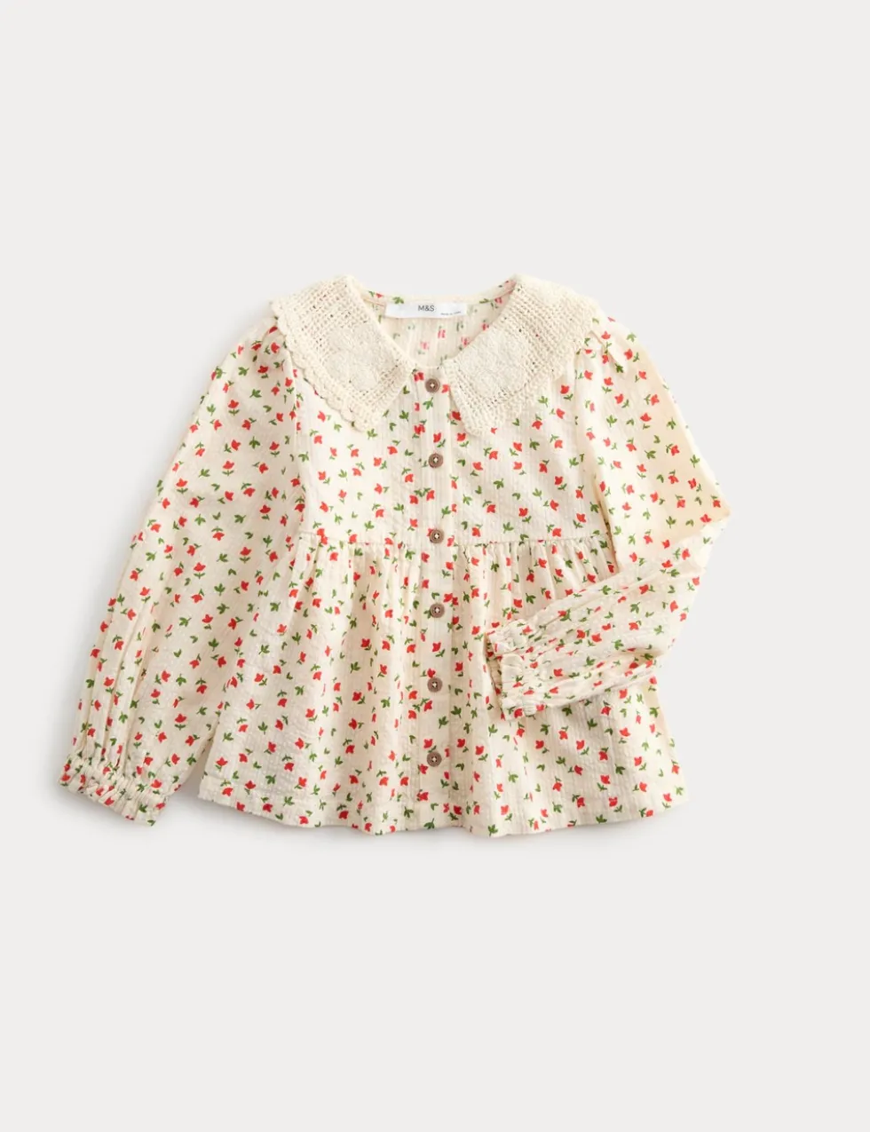 Pure Cotton Floral Embroidered Blouse (2-8 Yrs)