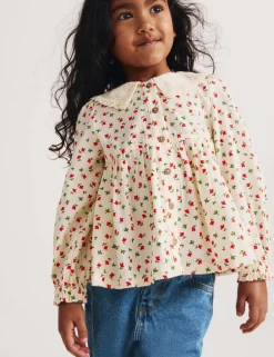 Pure Cotton Floral Embroidered Blouse (2-8 Yrs)