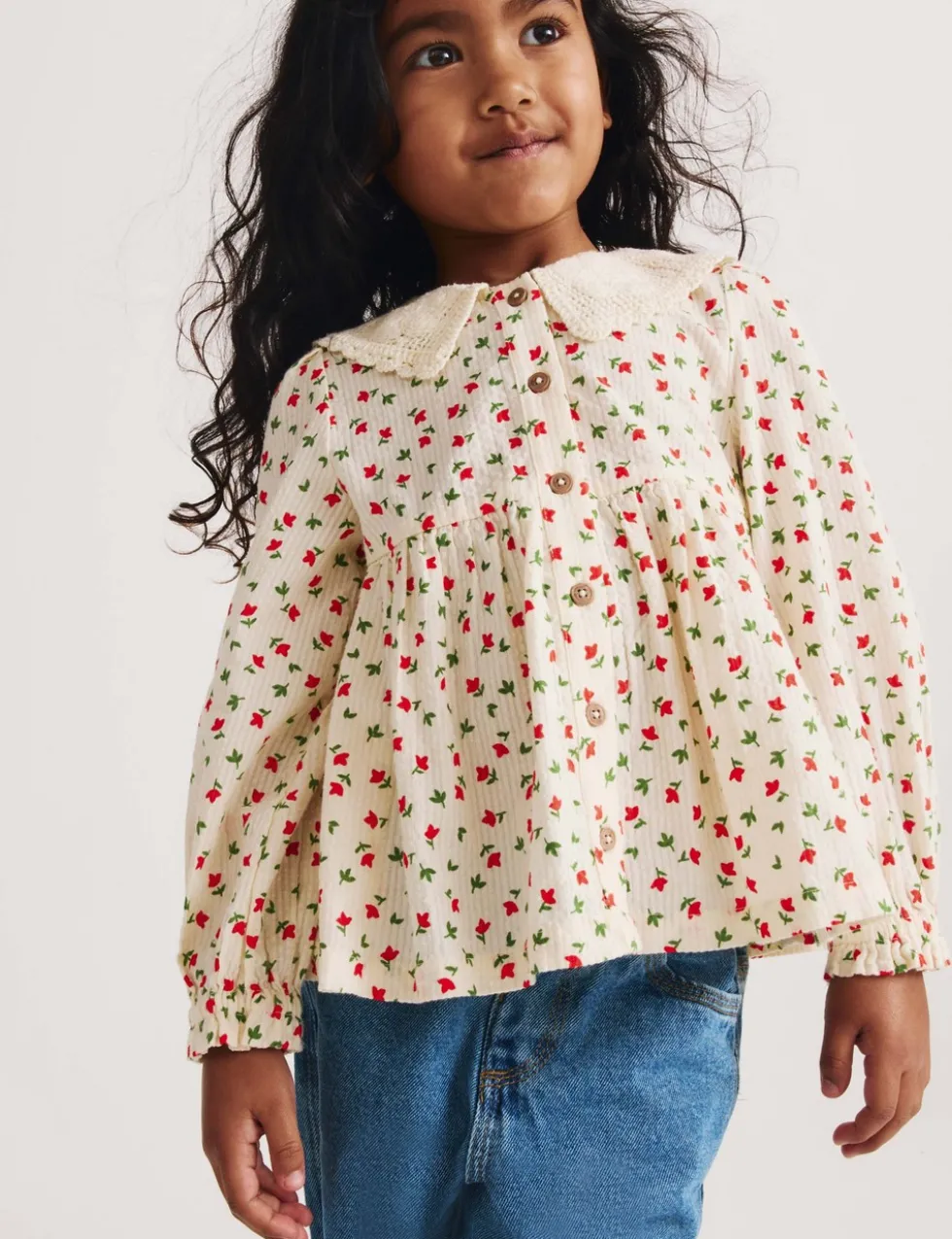 Pure Cotton Floral Embroidered Blouse (2-8 Yrs)
