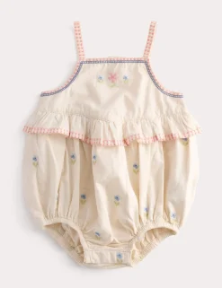 Pure Cotton Floral Embroidery Romper (0-2 Yrs)