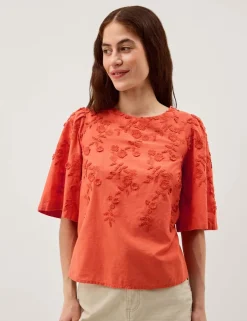 Pure Cotton Floral Embroidered Top