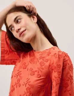 Pure Cotton Floral Embroidered Top