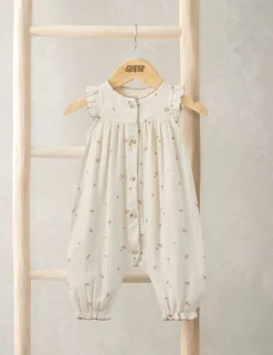 Pure Cotton Floral Frill Shoulder Romper (0-12 Mths)
