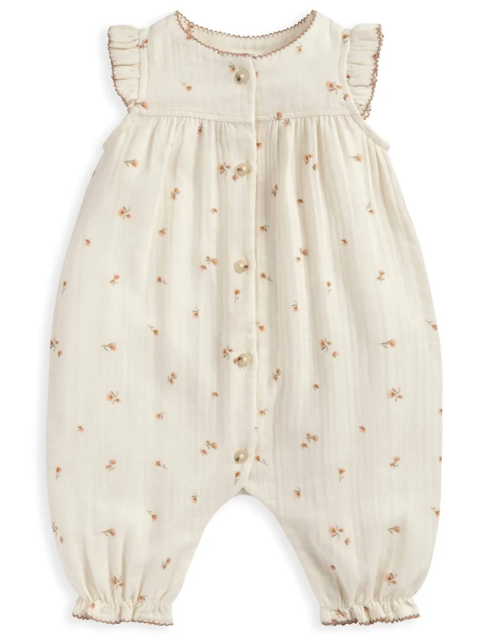 Pure Cotton Floral Frill Shoulder Romper (0-12 Mths)