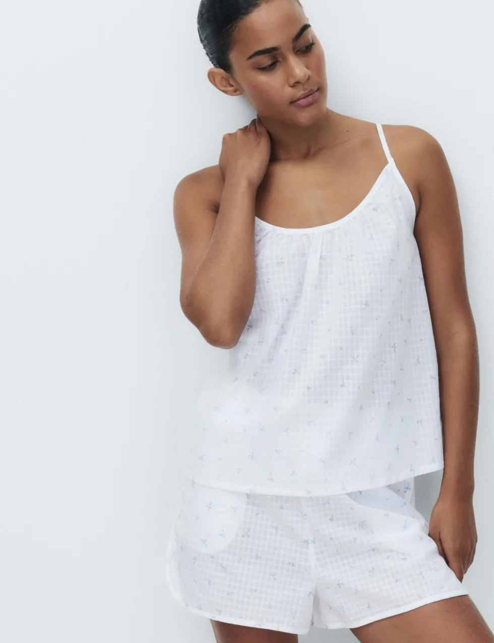 Pure Cotton Floral Grid Check Pyjama Shorts