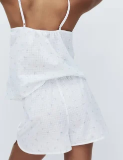 Pure Cotton Floral Grid Check Pyjama Shorts