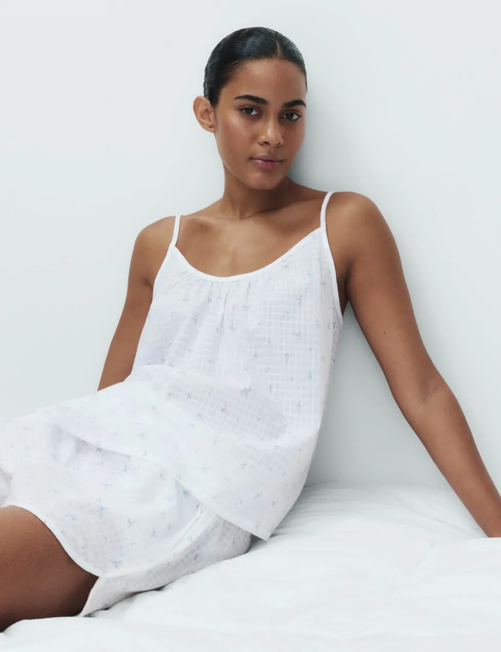 Pure Cotton Floral Grid Check Pyjama Shorts
