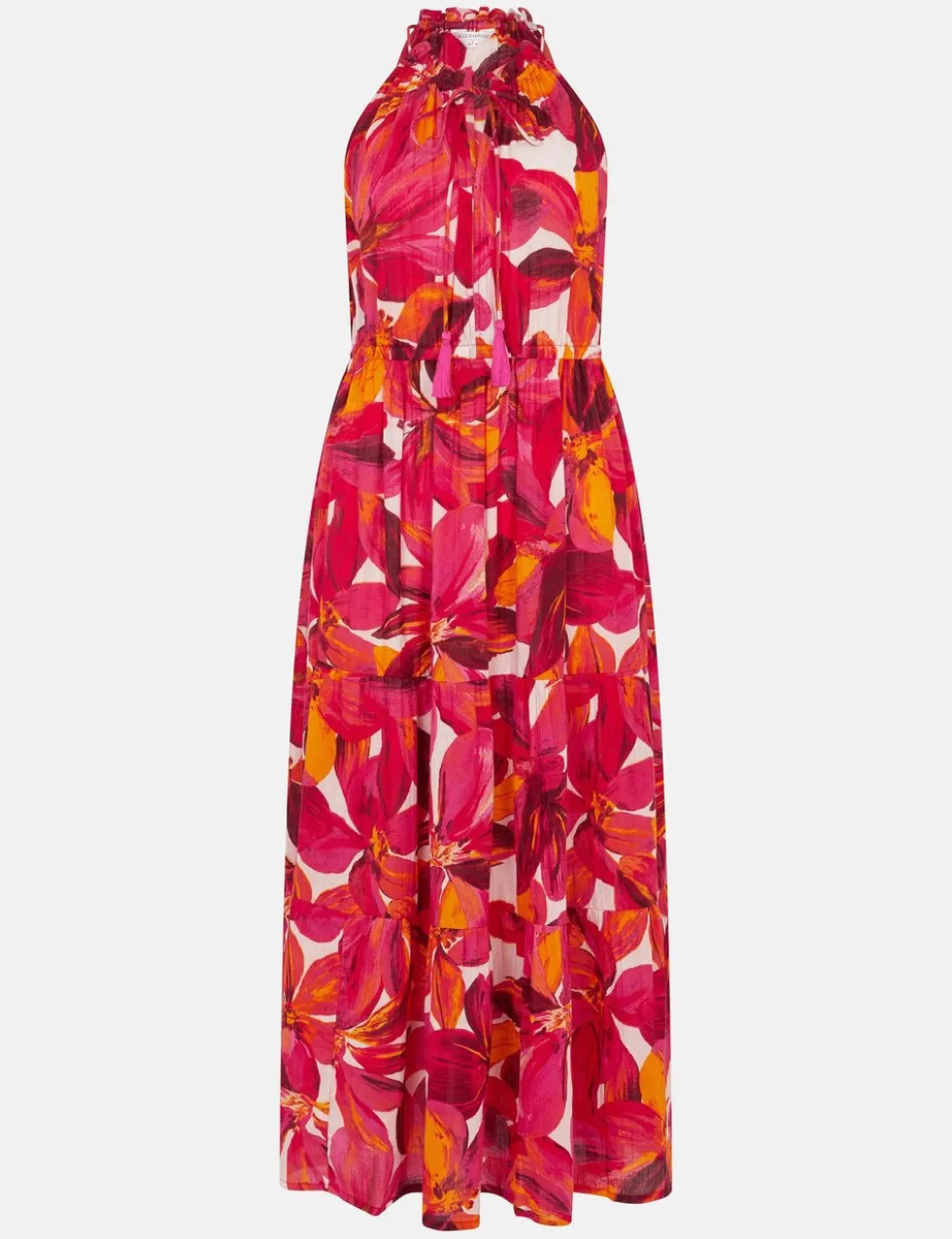 Pure Cotton Floral Halter Neck Beach Dress
