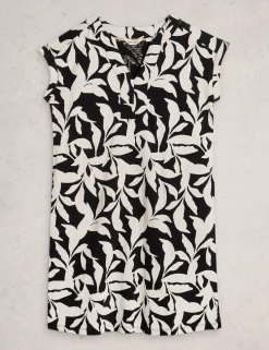 Pure Cotton Floral Jersey V-Neck Shift Dress