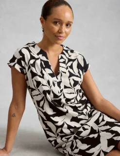 Pure Cotton Floral Jersey V-Neck Shift Dress