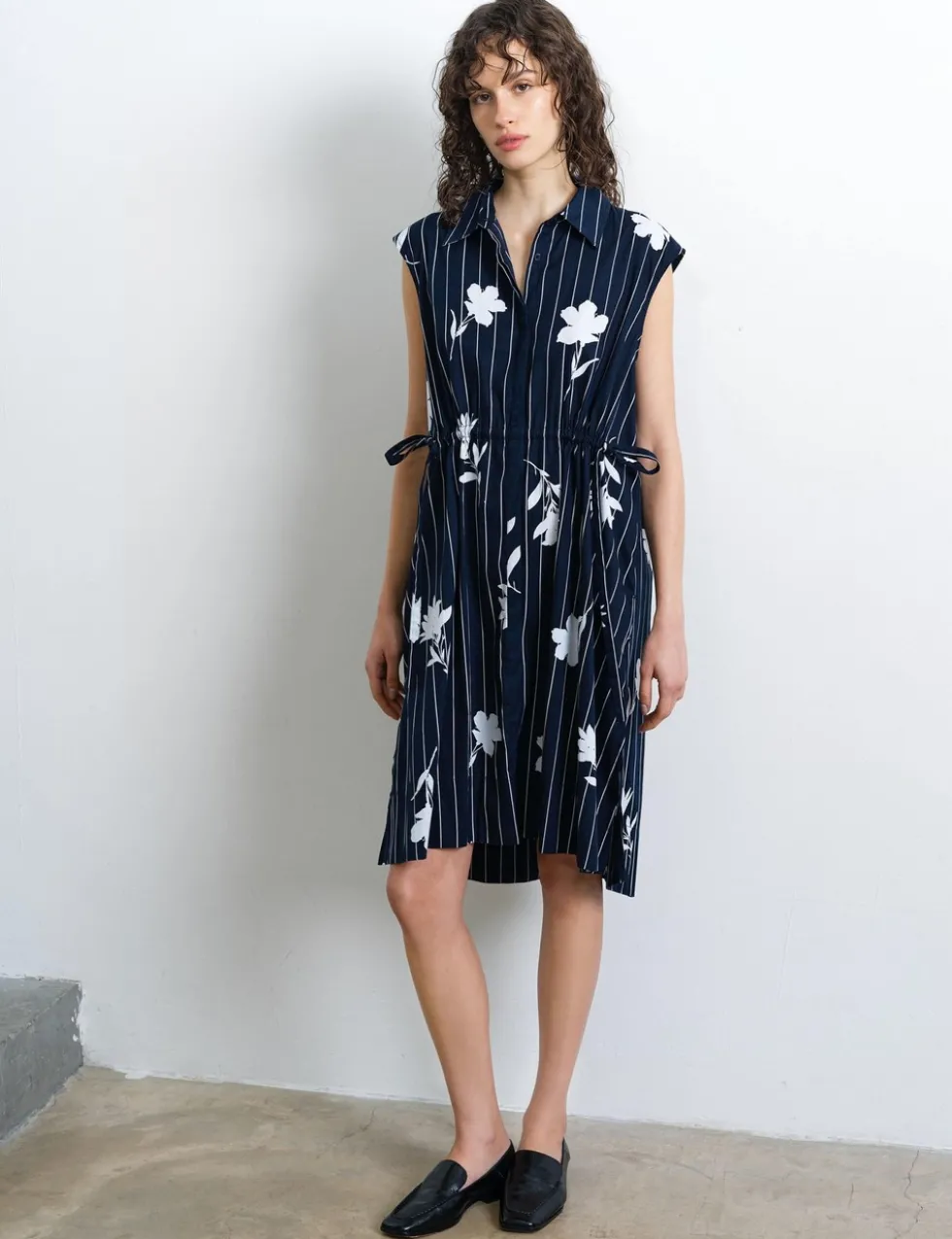 Pure Cotton Floral Knee Length Shirt Dress