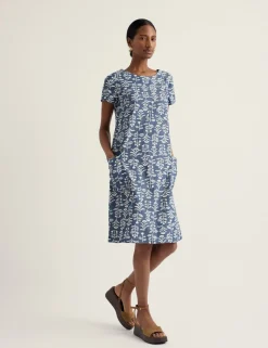 Pure Cotton Floral Knee Length Shift Dress