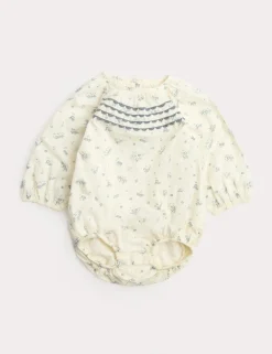 Pure Cotton Floral Long Sleeve Paddler (0-24 Mths)