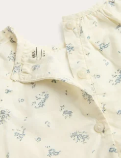 Pure Cotton Floral Long Sleeve Paddler (0-24 Mths)
