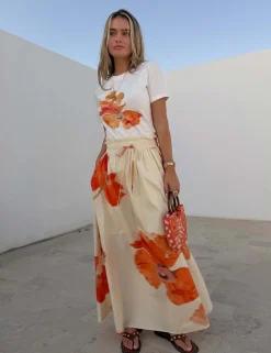 Pure Cotton Floral Maxi A-Line Skirt