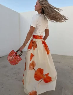 Pure Cotton Floral Maxi A-Line Skirt