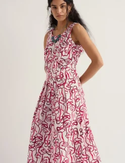 Pure Cotton Floral Midi Skater Dress