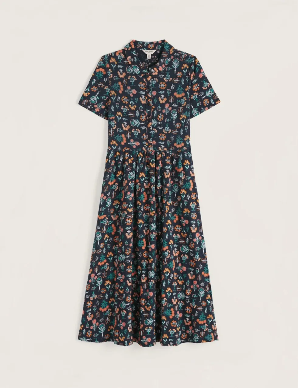 Pure Cotton Floral Midi Shirt Dress