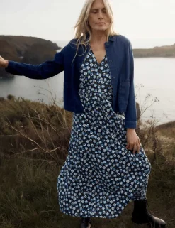 Pure Cotton Floral Midi Skater Dress