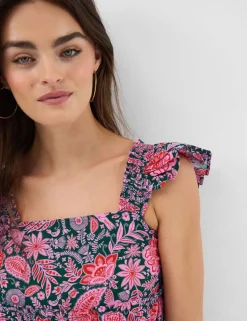 Pure Cotton Floral Mini Beach Dress