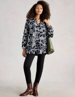 Pure Cotton Floral Notch Neck Tunic