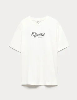 Pure Cotton Floral Oversized Graphic T-Shirt