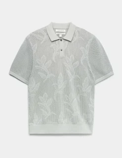 Pure Cotton Floral Pointelle Polo Shirt