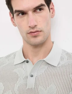 Pure Cotton Floral Pointelle Polo Shirt