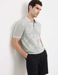 Pure Cotton Floral Pointelle Polo Shirt