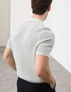 Pure Cotton Floral Pointelle Polo Shirt