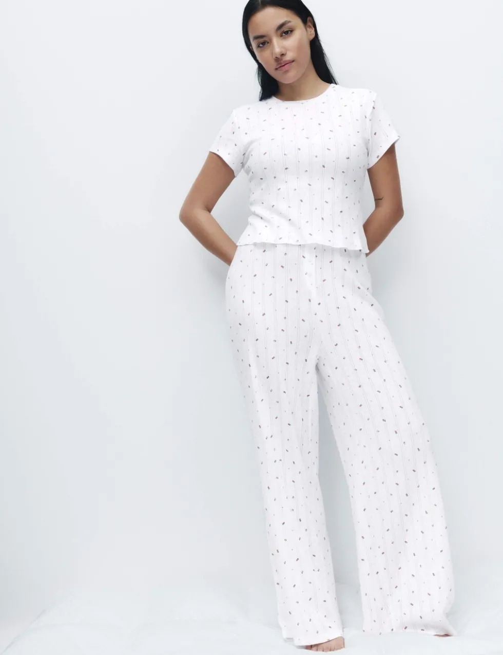 Pure Cotton Floral Pointelle Pyjama Bottoms