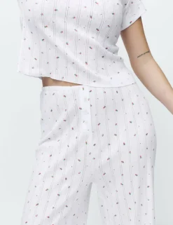 Pure Cotton Floral Pointelle Pyjama Bottoms