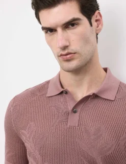Pure Cotton Floral Pointelle Polo Shirt