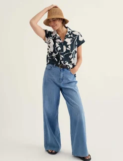 Pure Cotton Floral Popover Top