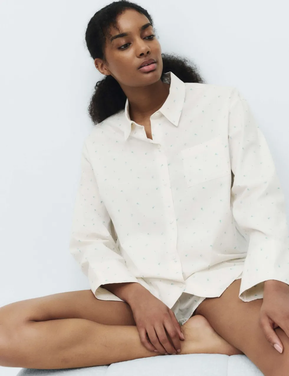 Pure Cotton Floral Revere Pyjama Top
