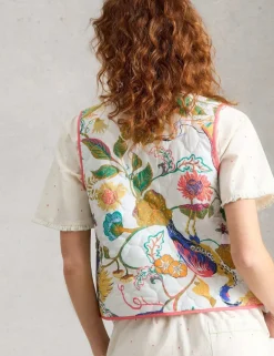Pure Cotton Floral Reversible Short Gilet
