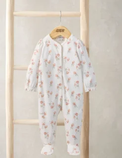Pure Cotton Floral Sleepsuit (6½lbs-12 Mths)